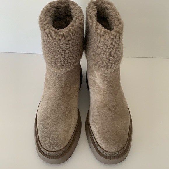 Marc Fisher Vina Light Natural Suede Short Lug Sole Boots Women’s Size 9.5 NWOB - Picture 6 of 16